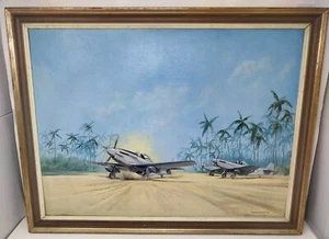 John D. Jones Original Oil On Board Aviation Painting Of P-51 Mustangs - Picture 1 of 8