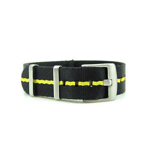 Seat Belt NATO Watch Strap | Black & Yellow | Premium Quality | 20mm 22mm