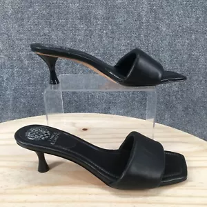 Vince Camuto Sandals Womens 9.5 M Slip On Slides Black Leather Heels Casual - Picture 1 of 15