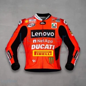 Ducati Customised Motorbike Racing Motorcycle Bike Rider Cowhide Leather Jacket - Picture 1 of 4