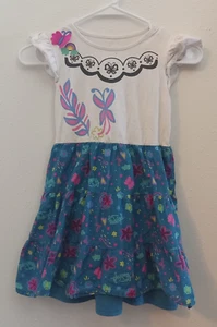 Disney Encanto Girls Blue & White Dress Capped Ruffled Sleeves Size M (7/8) - Picture 1 of 15