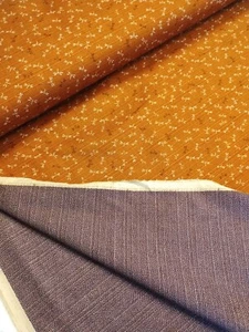 Giapponesi Reversibile Arancione Malva Lino Cotone Tessuto per Abito E Trapunte - Picture 1 of 10