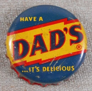 Vintage 1940's Dad's its Delicious Soda Cork Lined Bottle Cap - Picture 1 of 2