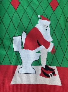 Ugly Christmas Sweater Men’s XL. Santa Toilet - Picture 1 of 4