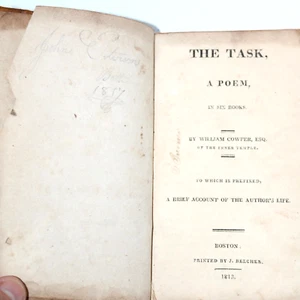 ANTIQUE BOOK 1813 Leather The Task William Cowper OWNED BY JOHN PETERSON - Bild 1 von 10