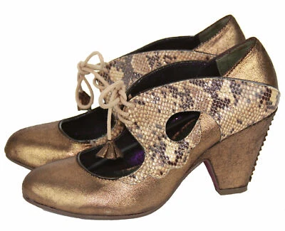 Licencia Poética 'Barbie Girl' Bronce Reptil Cuero Shootie Zapatos Cordones 8.5 Foto 1 de 4