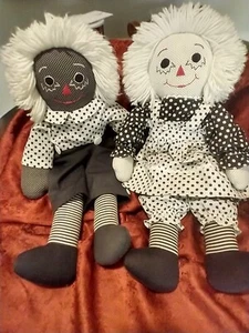  rare vintage handmade 24 inch raggedy ann and andy dolls - Picture 1 of 7