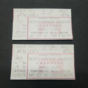 2xVintage Johnny Mathis Concert Ticket Stub 10-14-1995 w/ Pacific Symphony Orch.