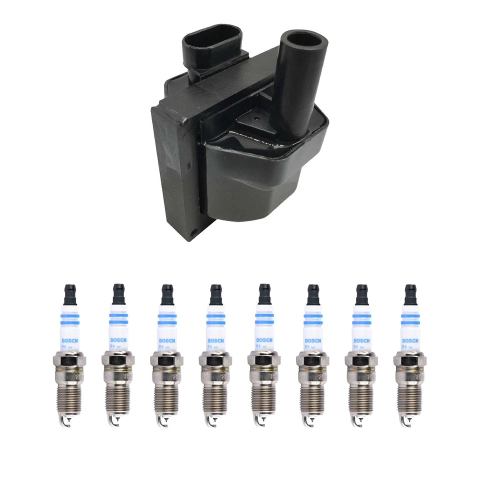 Kit de 8 bujías de iridio dobles Hitachi bobina de encendido Bosch para P30 Tahoe V8 Foto 1 de 1