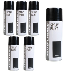 6 x AEROSOL SATINSCHWARZ SPRÜHLACK AUTOCHOICE AUTO MEHRZWECK 400ML - Bild 1 von 1