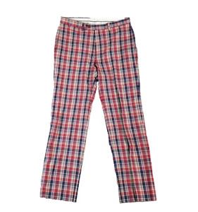 Lauren Ralph Lauren pants men's 34x32 blue red plaid cotton preppy summer - Picture 1 of 10