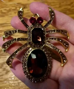 Spider BROOCH Big HUGE Red DAZZLING Sparkly FAB Statement GLAM Vintage Style  - Picture 1 of 17