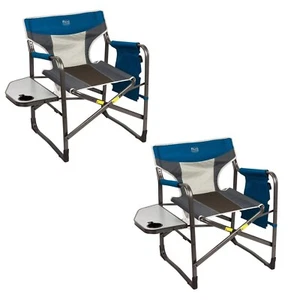 (2 Pack) Timber Ridge Portable Folding Camping Directors Chair with Side Table - Picture 1 of 9