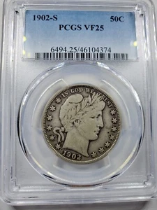 1902-S Barber Half PCGS VF25  - Picture 1 of 4