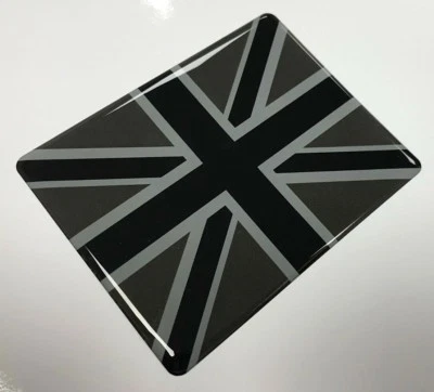 JAKEDESIGNS Pegatina/calcomanía BANDERA UNION JACK 90mm - NEGRO Y GRIS 2 TONOS - GEL ABOVEDADO ALTO BRILLO