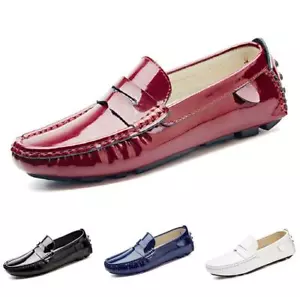 Mens Flats Driving Moccasins Shoes Pumps Loafers Soft Non-slip Shiny Nightclub - Picture 1 of 16