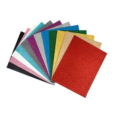 Glitter Felt 23 x 30 cm A4 in assorted colours. 12 pieces - Image 1 of 3