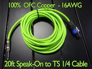 Cable de altavoz Speakon to 1/4 TS OFC cobre 16 AWG audio profesional PA DJ de 20 pies - Imagen 1 de 9