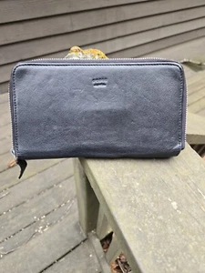 STILL NORDIC LEATHER DOUBLET ZIP WALLET BLACK - Picture 1 of 7