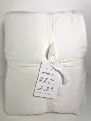 Pottery Barn Tencel Lyocell White King / Cal King Duvet Cover NWT