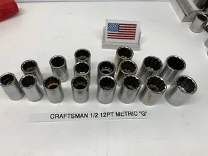 Craftsman 1/2 drive 12pt Shallow “G” Series METRIC Sockets 10-22mm Choose - USA - Picture 1 of 18