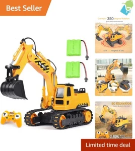 RC Excavator Toy with 2 Batteries - Hydraulic Digger for Kids 3-14 Years Gift - Picture 1 of 9