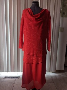 NWOT Koret Size 12 Orange Midi Skirt/Beaded Blouse Set - Picture 1 of 9