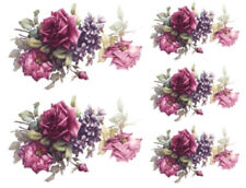 Vintage Image Victorian Pink Purple Roses Floral Bouquet Waterslide Decals FL130
