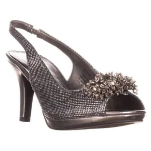 NWT Karen Scott Womens Breena Silver Pewter Rhinestone Slingback Pumps Size 6.5M - Picture 1 of 9