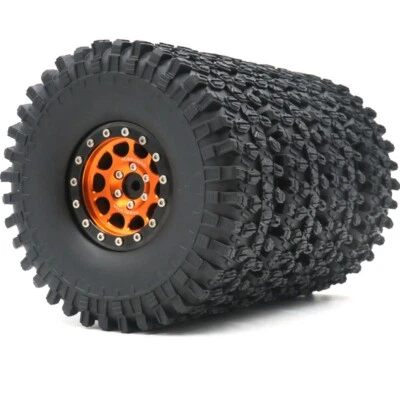 4pcs RC 1.9 Tires Tyre 120mm & 1.9 Beadlock Wheel Rim For SCX10 TRX4 Mud Crawler - Image 1 of 4