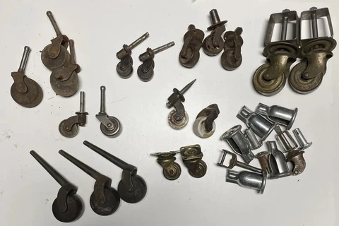 Large Lot Of Antique & Victorian Metal &Wood Casters And Parts Cover