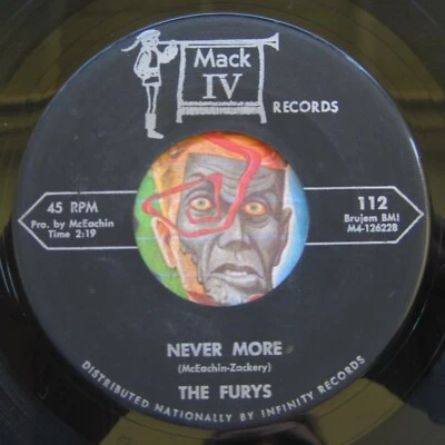 HEAR Furys 45 Never More/Zing Went The Strings MACK IV R&B doo wop soul Foto 1 de 2