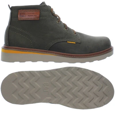 Caterpillar Jackson Mid Olive Leder Herren Mid Top Sneakers Freizeitschuhe NEU