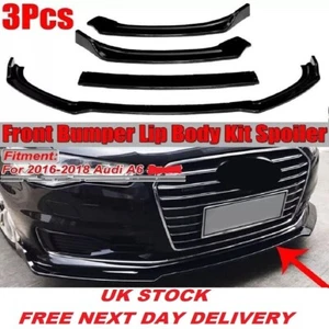 Audi A6 C7 2016 2017 2018 Front Bumper Lip Spoiler Chin Splitter Gloss Black - Picture 1 of 3