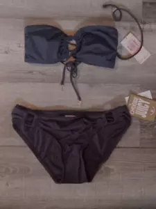 NEW JUICY COUTURE BLACK BIKINI SWIMSUIT CANDY BAR XS SMALL - Picture 1 of 8