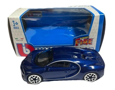 Bburago Burago Street Fire Bugatti Chiron azul oscuro escala 1:43 en caja Foto 1 de 4