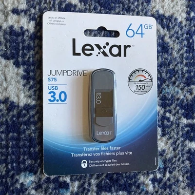 Lexar JumpDrive S75 64GB USB 3.0 Flash Drive - Fast File Transfer - Image 1 of 2