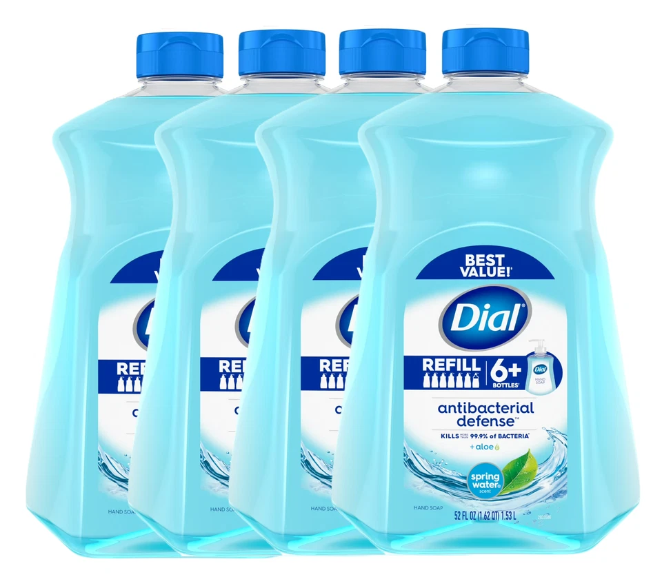 Dial Antibacterial Liquid Hand Soap Refill, Spring Water, 52 fl oz ( 4 Pack) - Image 1 of 1