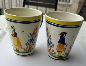 2 Vintage Quimper Henriot Mugs France Man & Woman - Picture 1 of 9