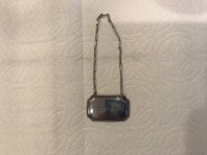 Decantador de etiquetas escocesas vintage de plata de ley 925 2 "largo 1" ancho borde con cuentas - Imagen 1 de 5
