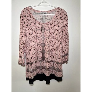 Rose + Olive geometric print 3/4 sleeve blouse womens 1X fairy cottagecore - Picture 1 of 8