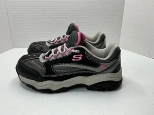 Skechers Work Biscoe Steel Toe Shoes Memory Foam Pink Black Gray Womens Size 6.5 - Picture 1 of 9