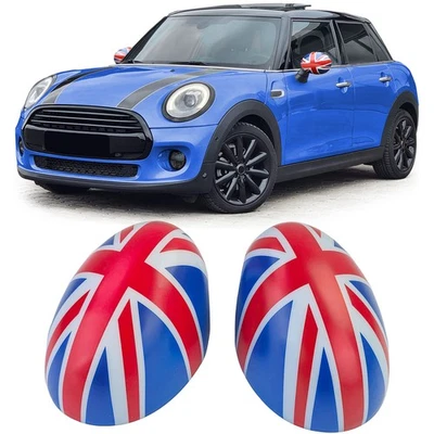 Calotte specchietti Union Jack blu bianco rosso adatte per Mini F54 F55 F56 F57 13-18 - Immagine 1 di 4