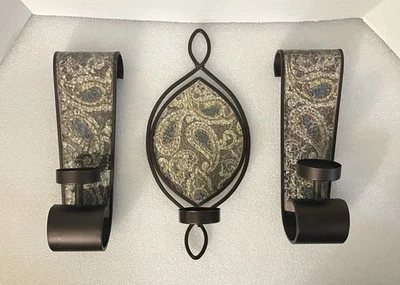 Apliques velas elemento metal vidrio lote de 3 verdes multicolores Foto 1 de 4