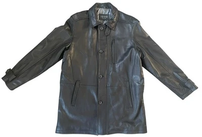 Chaqueta de trinchera forrada de cuero suave genuino Izod de colección para hombre talla grande Foto 1 de 4