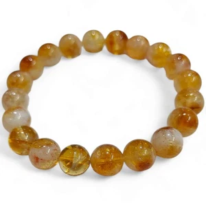 Bracciale Cristallo Citrino Naturale Non Trattato Pietra Ricchezza ed Energia Reki Guarigione. - Foto 1 di 5