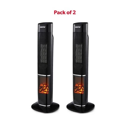  Oscillating Digital Tower PTC Ceramic Heater 2 Heat Settings 2000W Pack of 2 - Image 1 of 4