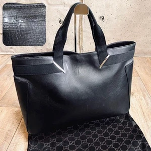 Authentic Gucci Black Leather Icon Logo Tote Bag Handbag Designer Purse Luxury - Picture 1 of 10