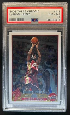 2003-04 Topps Chrome Lebron James Rookie RC #111 Cavaliers PSA 8 - Image 1 of 2