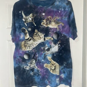 DOM Mens Large 100% Cotton Space Kitty Short Sleeve Crew Neck Tee Shirt - Picture 1 of 3